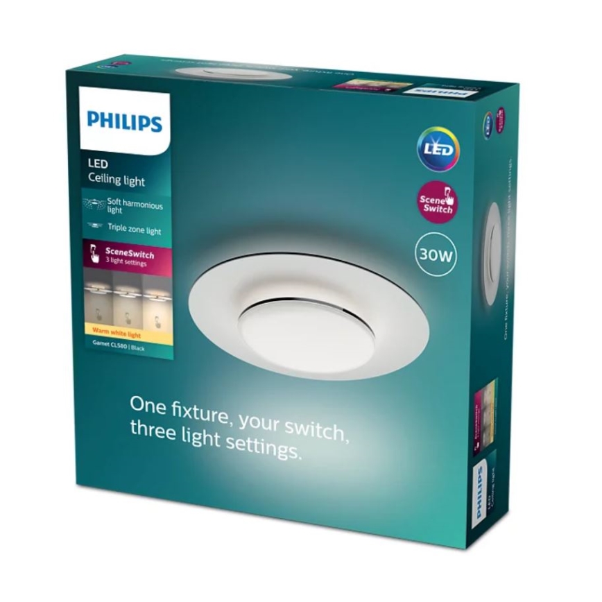 Philips- LED Pritemdomas lubinis šviestuvas SCENE SWITCH LED/30W/230V 2700K juoda