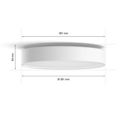 Philips - LED Pritemdomas lubinis šviestuvas Hue LED/19,2W/230V 2200-6500K diametras 381 mm balta + nuotolinio valdymo pultas