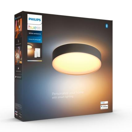 Philips - LED Pritemdomas lubinis šviestuvas Hue LED/19,2W/230V 2200-6500K diametras 381 mm juoda + nuotolinio valdymo pultas