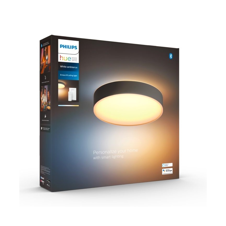 Philips - LED Pritemdomas lubinis šviestuvas Hue LED/19,2W/230V 2200-6500K diametras 381 mm juoda + nuotolinio valdymo pultas