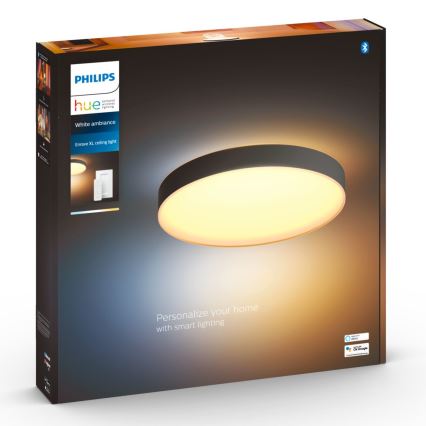 Philips - LED Pritemdomas lubinis šviestuvas Hue LED/48W/230V 2200-6500K diametras 551 mm juoda + nuotolinio valdymo pultas