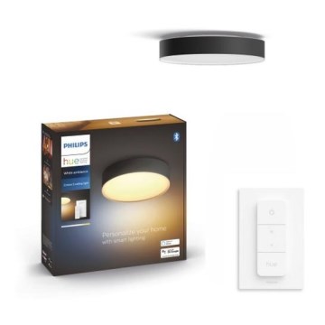 Philips - LED Pritemdomas lubinis šviestuvas Hue LED/9,6W/230V 2200-6500K diametras 261 mm juoda + nuotolinio valdymo pultas