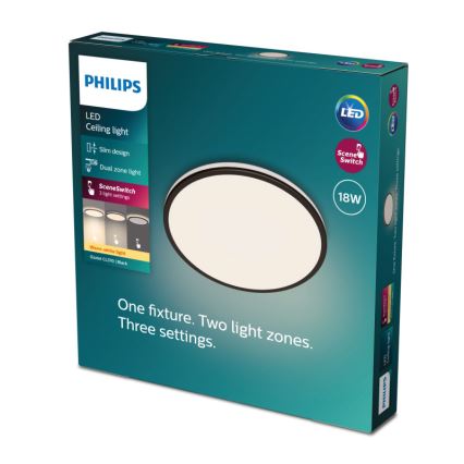 Philips - LED Pritemdomas lubinis šviestuvas SCENE SWITCH LED/18W/230V diametras 30 cm 2700K juoda