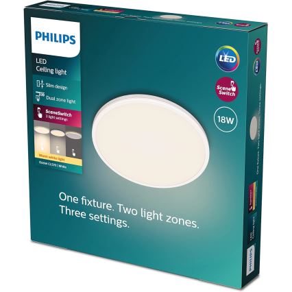 Philips - LED Pritemdomas lubinis šviestuvas SCENE SWITCH LED/18W/230V diametras 30 cm 2700K balta