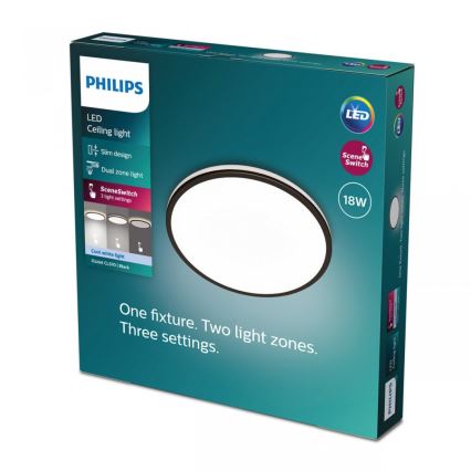 Philips - LED Pritemdomas lubinis šviestuvas SCENE SWITCH LED/18W/230V diametras 30 cm 4000K juoda