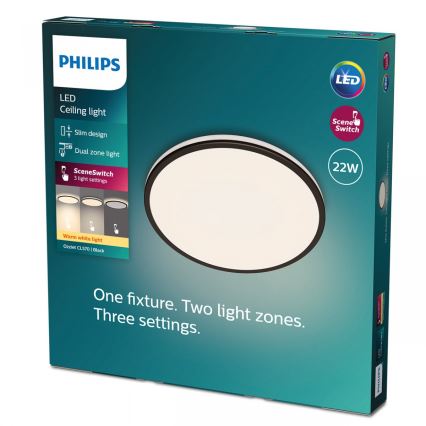 Philips - LED Pritemdomas lubinis šviestuvas SCENE SWITCH LED/22W/230V diametras 40 cm 2700K juoda