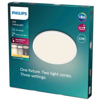 Philips - LED Pritemdomas lubinis šviestuvas SCENE SWITCH LED/22W/230V diametras 40 cm 2700K balta