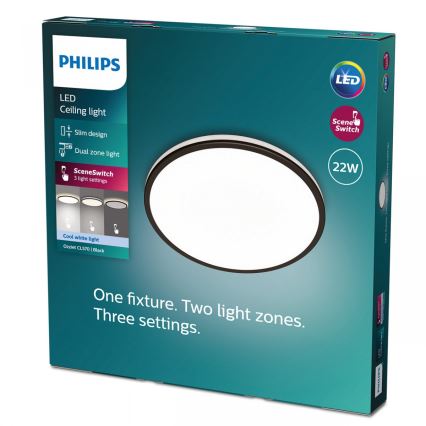 Philips - LED Pritemdomas lubinis šviestuvas SCENE SWITCH LED/22W/230V diametras 40 cm 4000K juoda