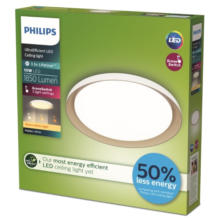 Philips - LED Pritemdomas lubinis šviestuvas PEBBLO SCENE SWITCH LED/10W/230V 2700K balta