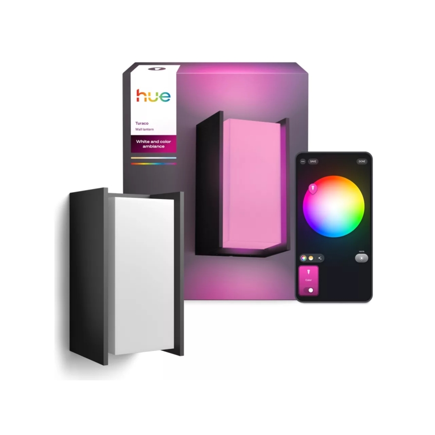 Philips - LED dimeriuojamas lauko sieninis šviestuvas Hue TURACO White And Color Ambiance 1xE27/8,1W/230V 1000-20000K