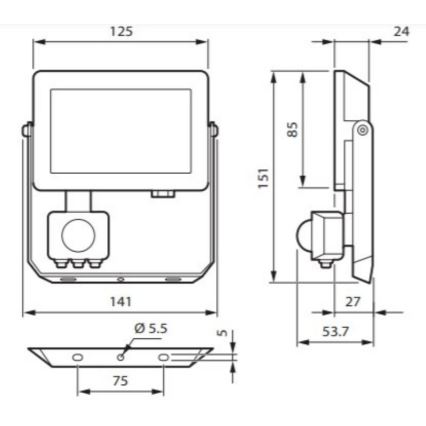Philips - LED prožektorius su judesio davikliu DECOFLOOD LED/20W/230V IP65
