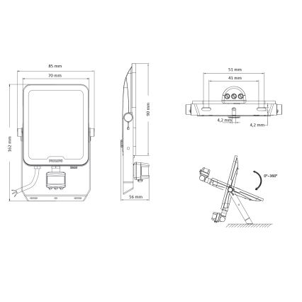 Philips - LED reflektorius su judesio ir sutemos jutikliu LEDINAIRE ALL-IN LED/10W/230V 3000/4000/6500K IP65