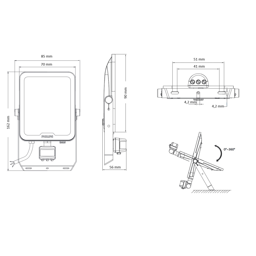 Philips - LED reflektorius su judesio ir sutemos jutikliu LEDINAIRE ALL-IN LED/10W/230V 3000/4000/6500K IP65