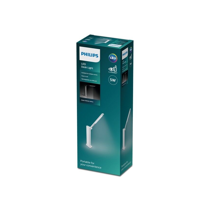 Philips – LED Reguliuojama jutiklinė stalinė lempa AMBER LED/5W/5V balta