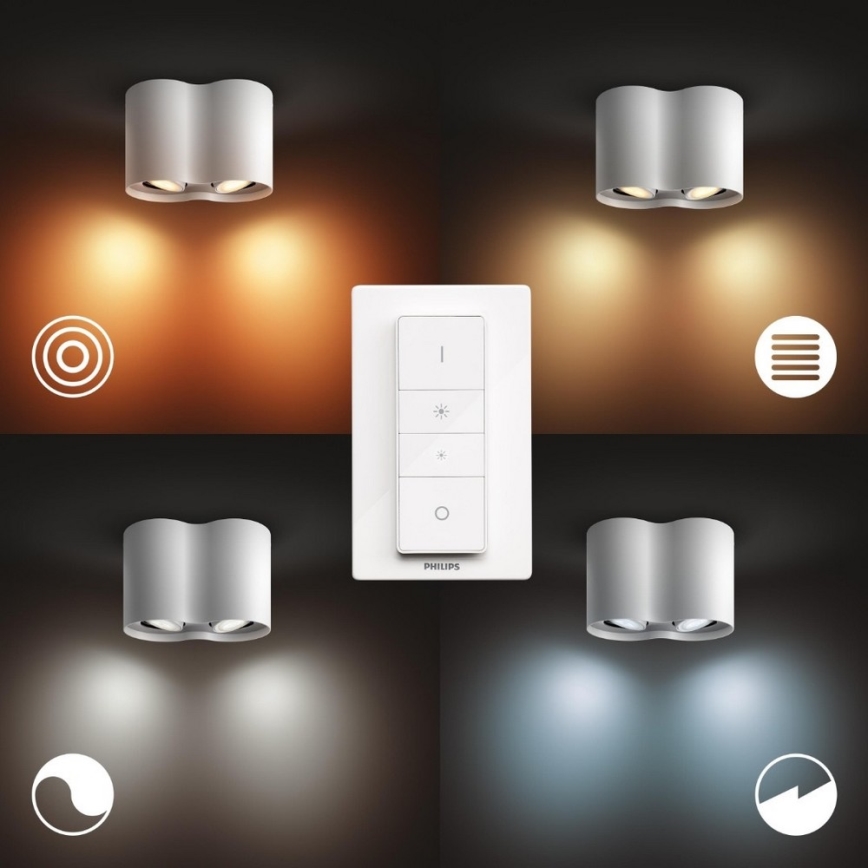 Philips - LED Reguliuojamas akcentinis šviestuvas Hue PILLAR 2xGU10/5W/230V + valdymo pultas