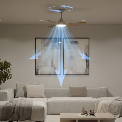 Philips - LED reguliuojamas lubų ventiliatorius OLAS LED/24W/230V skersmuo 106 cm balta/ruda + nuotolinis valdymas