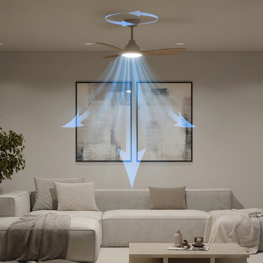 Philips - LED reguliuojamas lubų ventiliatorius OLAS LED/24W/230V skersmuo 106 cm balta/ruda + nuotolinis valdymas