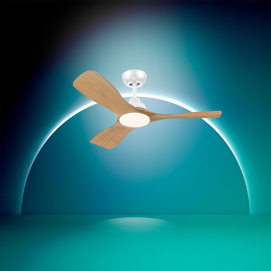 Philips - LED reguliuojamas lubų ventiliatorius OLAS LED/24W/230V skersmuo 106 cm balta/ruda + nuotolinis valdymas
