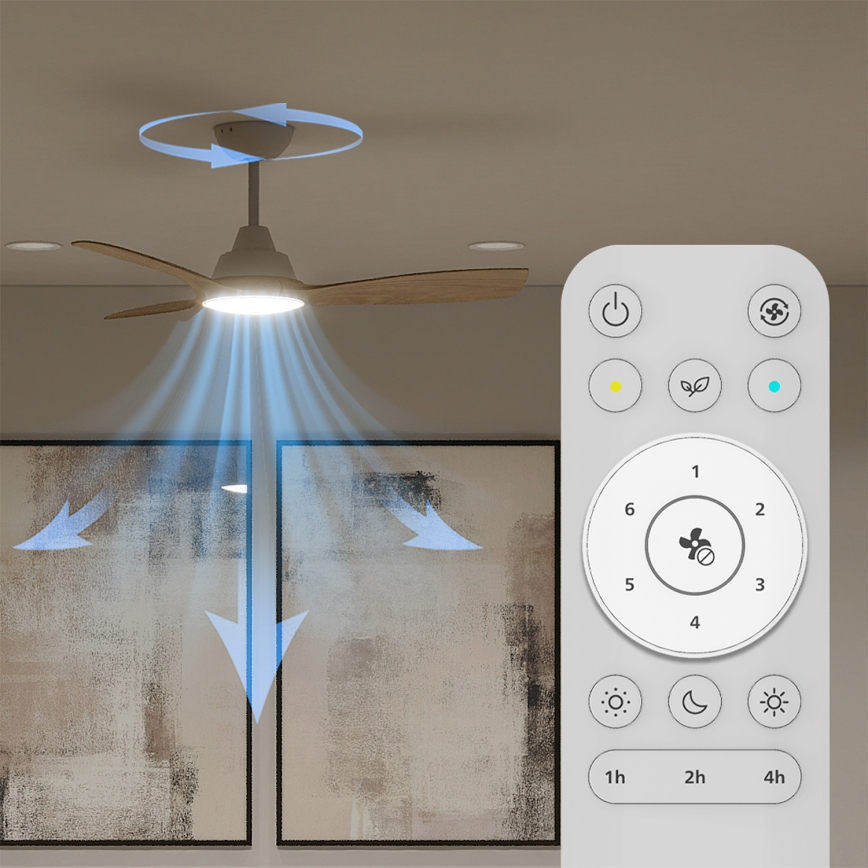 Philips - LED reguliuojamas lubų ventiliatorius OLAS LED/24W/230V skersmuo 106 cm balta/ruda + nuotolinis valdymas