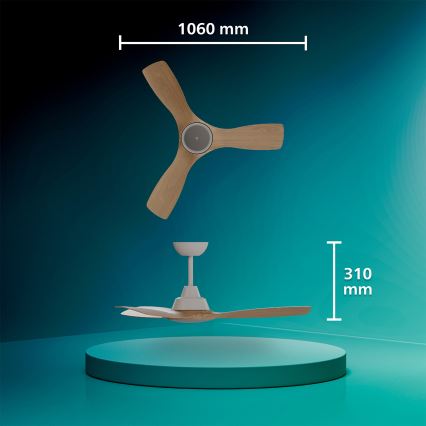 Philips - LED reguliuojamas lubų ventiliatorius OLAS LED/24W/230V skersmuo 106 cm balta/ruda + nuotolinis valdymas