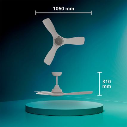 Philips – reguliuojamas LED lubų ventiliatorius OLAS LED/24W/230V, Ø 106 cm, baltas + nuotolinis valdymas