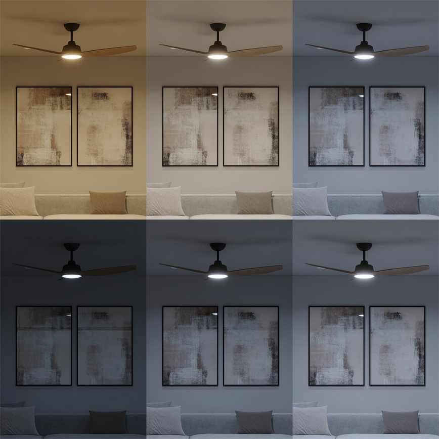 Philips - reguliuojamas LED lubinis ventiliatorius OLAS LED/24W/230V Ø 132 cm juoda/ruda + nuotolinis valdymas