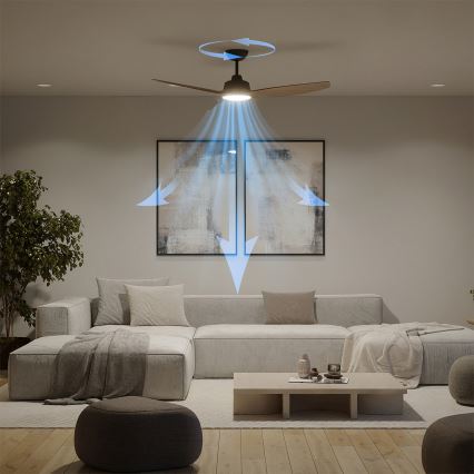 Philips - reguliuojamas LED lubinis ventiliatorius OLAS LED/24W/230V Ø 132 cm juoda/ruda + nuotolinis valdymas