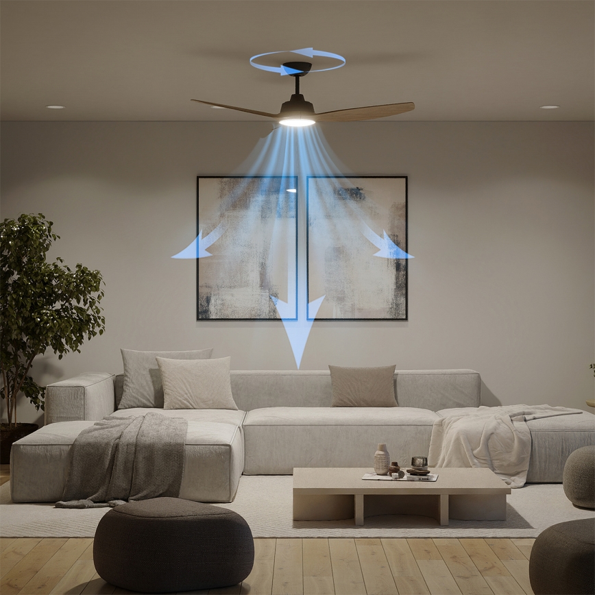 Philips - reguliuojamas LED lubinis ventiliatorius OLAS LED/24W/230V Ø 132 cm juoda/ruda + nuotolinis valdymas
