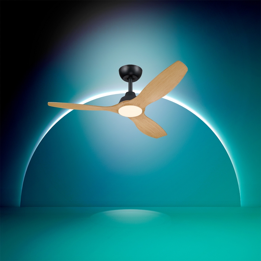 Philips - reguliuojamas LED lubinis ventiliatorius OLAS LED/24W/230V Ø 132 cm juoda/ruda + nuotolinis valdymas