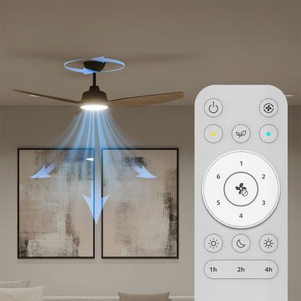 Philips - reguliuojamas LED lubinis ventiliatorius OLAS LED/24W/230V Ø 132 cm juoda/ruda + nuotolinis valdymas