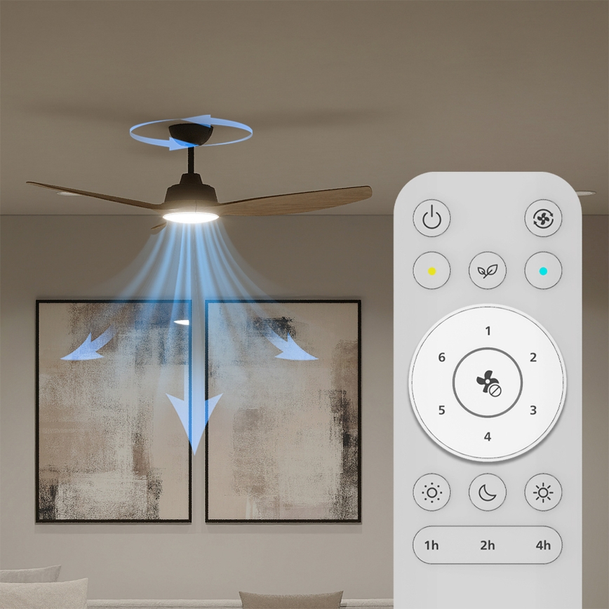 Philips - reguliuojamas LED lubinis ventiliatorius OLAS LED/24W/230V Ø 132 cm juoda/ruda + nuotolinis valdymas