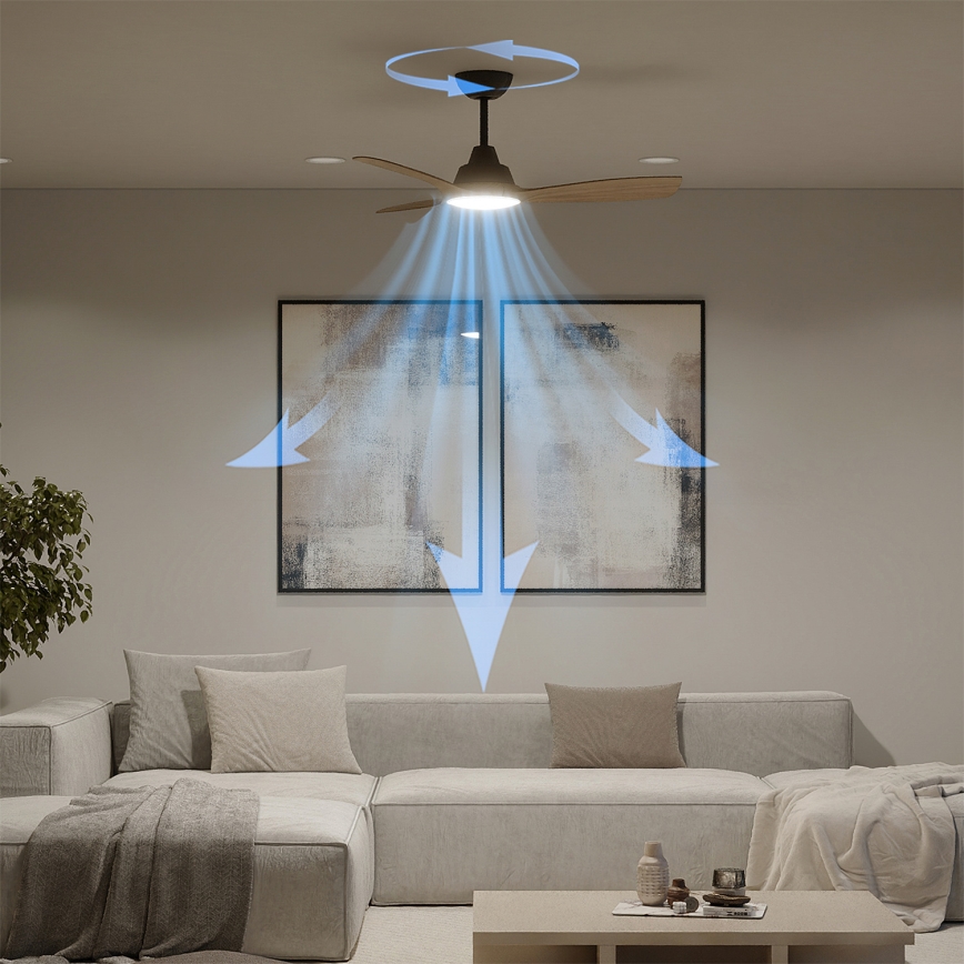 Philips - dimeriuojamas LED lubų ventiliatorius OLAS LED/24W/230V skersmuo 106 cm juoda/ruda + nuotolinis valdymas