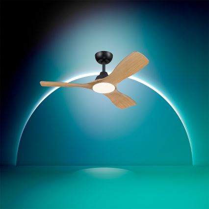 Philips - dimeriuojamas LED lubų ventiliatorius OLAS LED/24W/230V skersmuo 106 cm juoda/ruda + nuotolinis valdymas