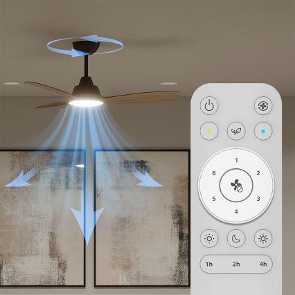 Philips - dimeriuojamas LED lubų ventiliatorius OLAS LED/24W/230V skersmuo 106 cm juoda/ruda + nuotolinis valdymas