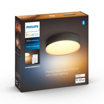 Philips - LED Pritemdomas lubinis šviestuvas Hue LED/9,6W/230V 2200-6500K diametras 261 mm juoda + nuotolinio valdymo pultas