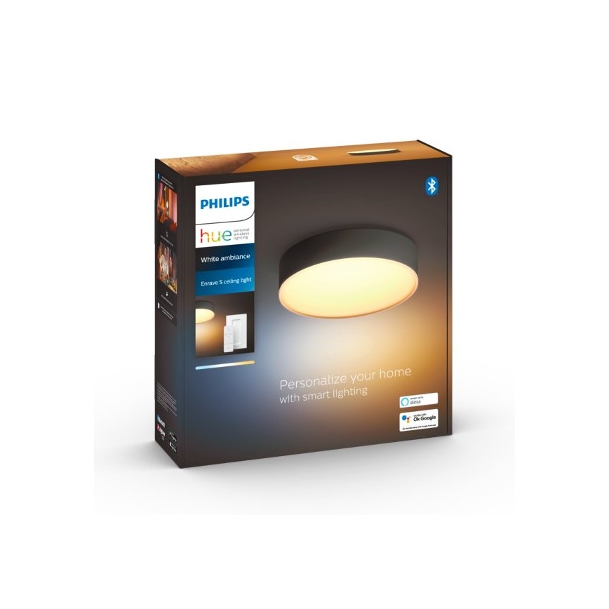 Philips - LED Pritemdomas lubinis šviestuvas Hue LED/9,6W/230V 2200-6500K diametras 261 mm juoda + nuotolinio valdymo pultas