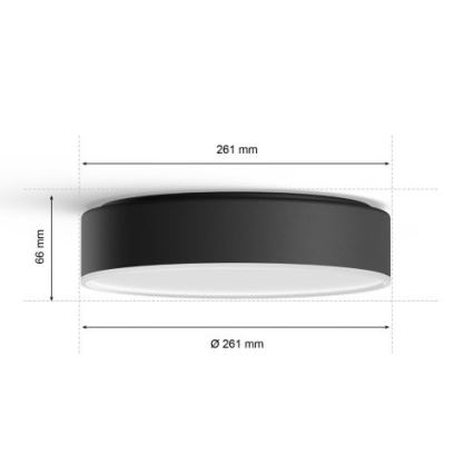 Philips - LED Pritemdomas lubinis šviestuvas Hue LED/9,6W/230V 2200-6500K diametras 261 mm juoda + nuotolinio valdymo pultas