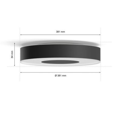 Philips - LED RGB Reguliuojamas lubinis šviestuvas Hue INFUSE LED/33,5W/230V 2000-6500K d. 381 mm juodas