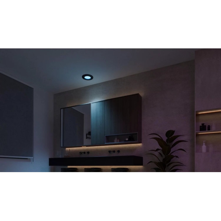 Philips - LED RGBW Pritemdomas įleidžiamas lubinis vonios šviestuvas Hue SLIM LED/8,3W/230V 2000-6500K IP44 juoda