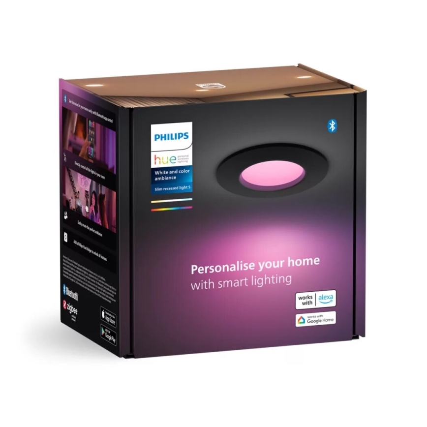 Philips - LED RGBW Pritemdomas įleidžiamas lubinis vonios šviestuvas Hue SLIM LED/8,3W/230V 2000-6500K IP44 juoda