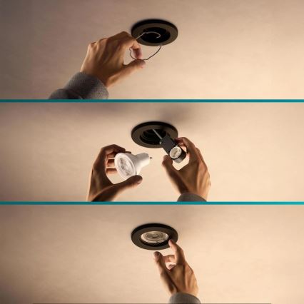 Philips - LED RGBW dimeriuojamas įleidžiamas šviestuvas PERIDOT 1xGU10/6W/230V juodas + nuotolinis pultas