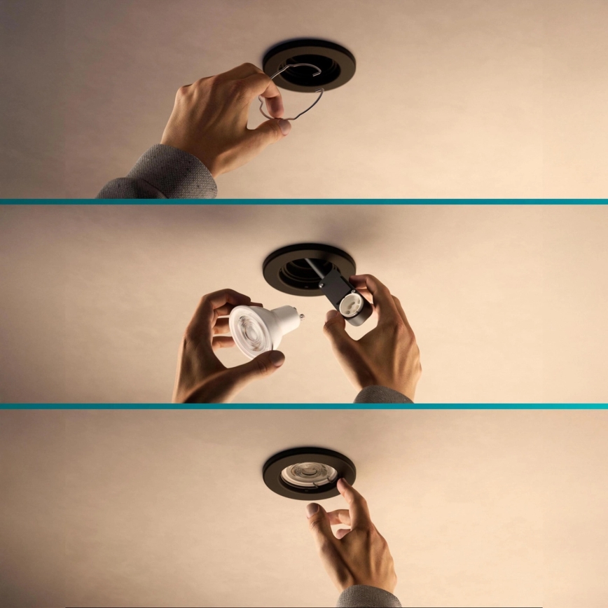 Philips - LED RGBW dimeriuojamas įleidžiamas šviestuvas PERIDOT 1xGU10/6W/230V juodas + nuotolinis pultas