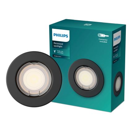 Philips - LED RGBW dimeriuojamas įleidžiamas šviestuvas PERIDOT 1xGU10/6W/230V juodas + nuotolinis pultas