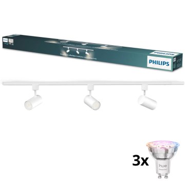 Philips - LED RGBW dimeriuojamas taškinis šviestuvas bėgelio sistemoje EASYLINK HUE 3xGU10/4,7W/230V 2200-6500K 1m balta