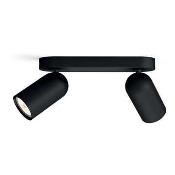 Philips - LED RGBW dimeriuojamas taškinis šviestuvas PONGEE 2xGU10/4,8W/230V 3000K juodas + nuotolinis valdiklis