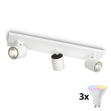 Philips - LED RGBW dimeriuojamas taškinis šviestuvas RUNNER 3xGU10/6,5W/230V 2700-6500K baltas
