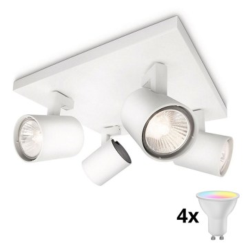 Philips - LED RGBW dimeriuojamas taškinis šviestuvas RUNNER 4xGU10/6,5W/230V 2700-6500K balta