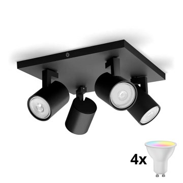 Philips - LED RGBW dimeriuojamas taškinis šviestuvas RUNNER 4xGU10/6,5W/230V 2700-6500K juodas