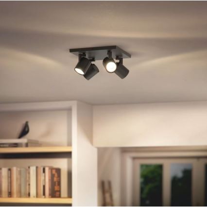 Philips - LED RGBW dimeriuojamas taškinis šviestuvas RUNNER 4xGU10/6,5W/230V 2700-6500K juodas