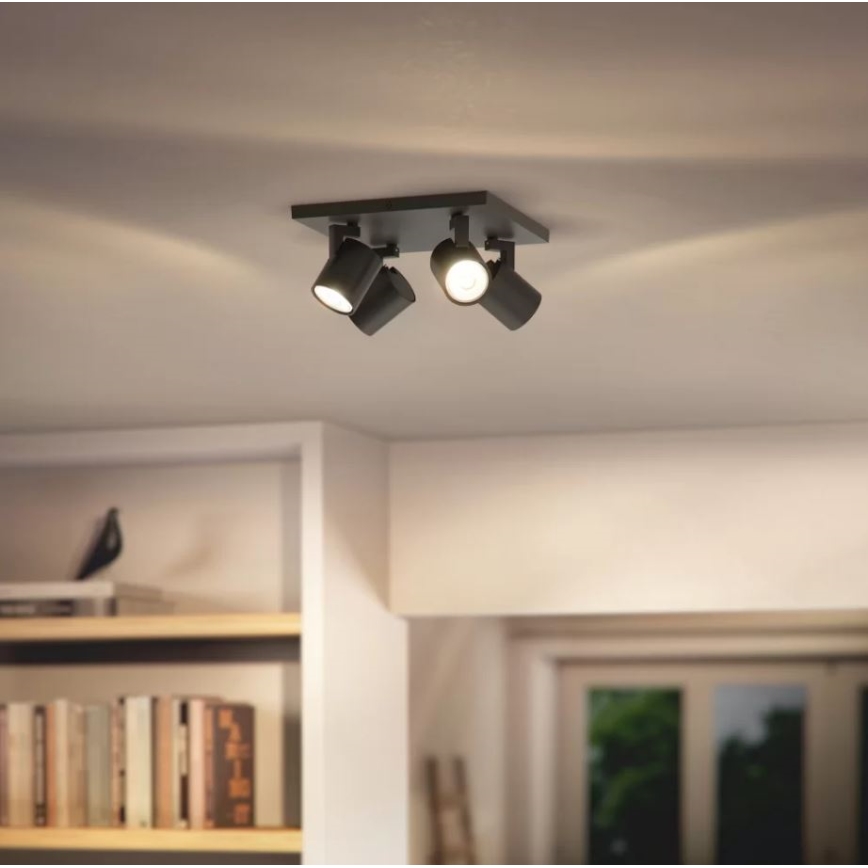 Philips - LED RGBW dimeriuojamas taškinis šviestuvas RUNNER 4xGU10/6,5W/230V 2700-6500K juodas